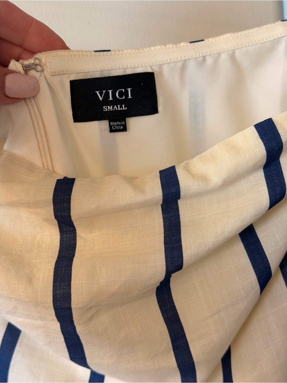 Vici Cream and Navy Vertical Stripe Maxi Dress - Picture 4 of 5